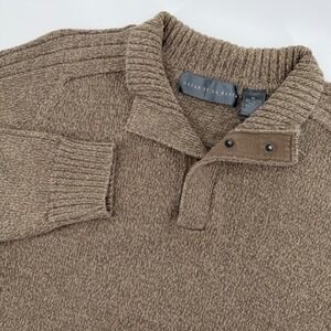 Oscar de la Renta Mens Brown Knit Mock Neck Pullover Sweater Medium